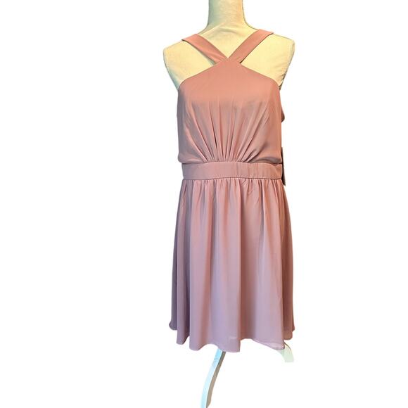 NWT Reverie Semi-Formal Mauve Dress Size 14 Strapless Short Sheer Pretty Femme - Picture 1 of 10